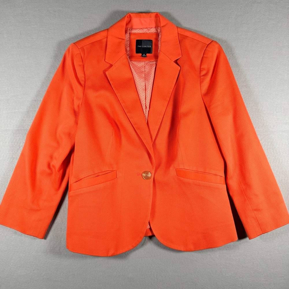 The Limited Women’s Orange Cropped Blazer Size M Gold Button 3/4 Sleeve